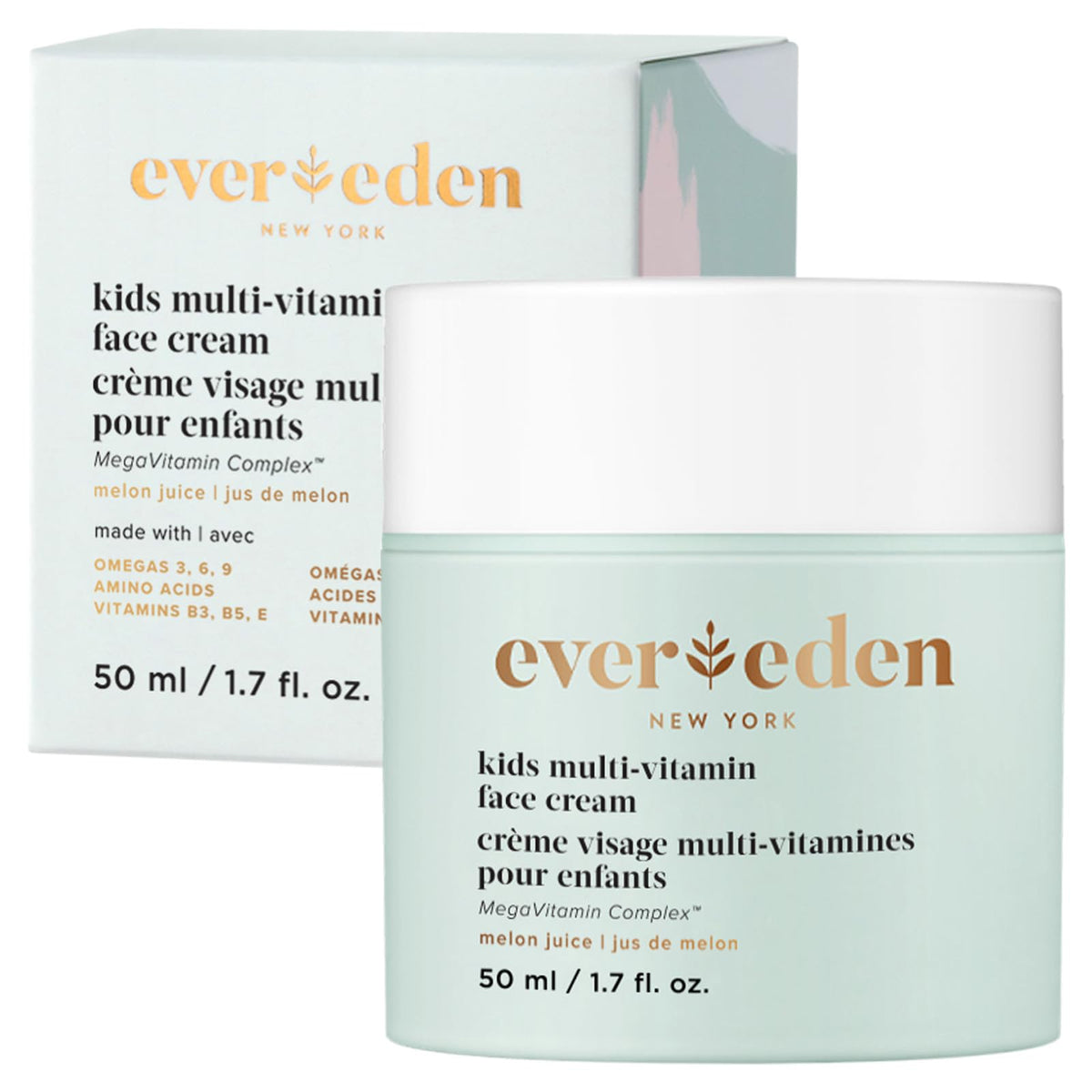 Evereden Kids Face Cream Melon Juice bottle promotes gentle hydration.