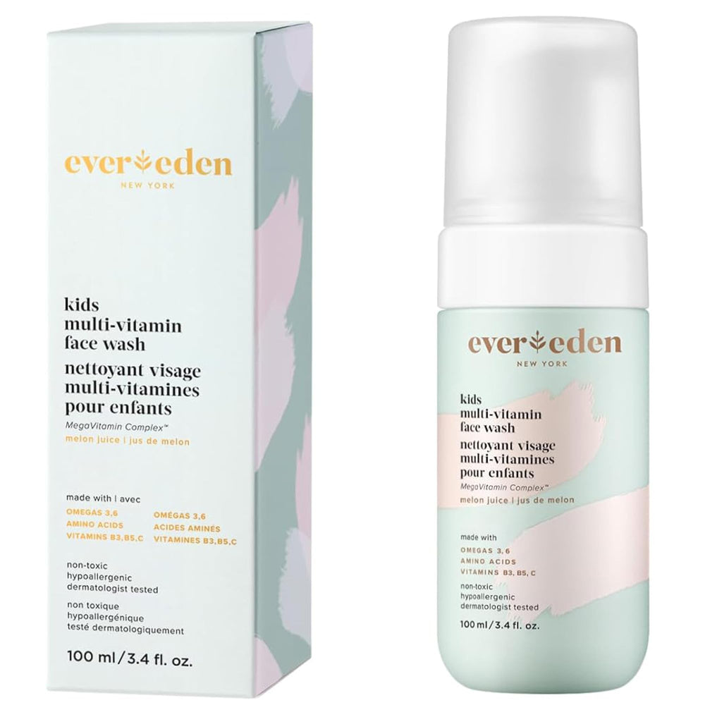 Evereden Kids Face Wash Melon Juice bottle shown for gentle cleansing of delicate skin.