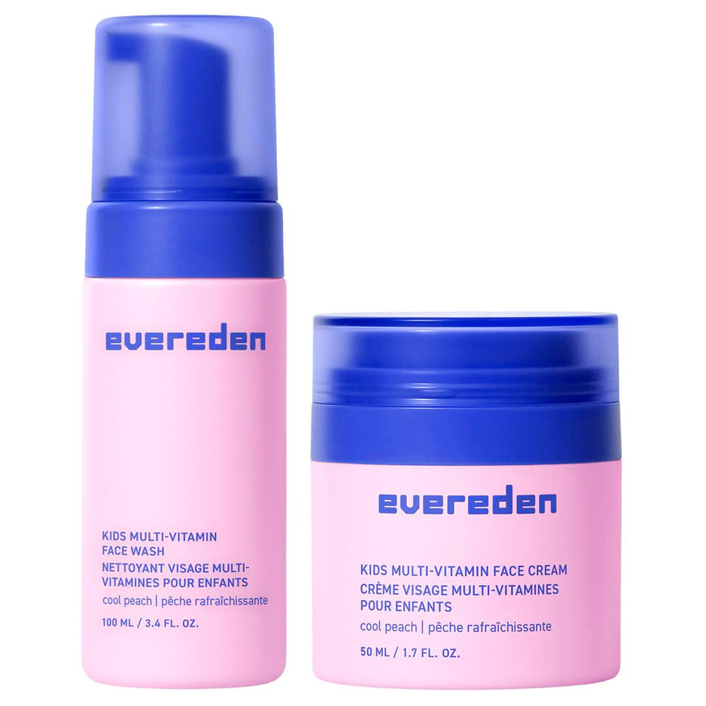 Evereden Kids Happy Face Duo Cool Peach packaging showing vegan skincare kit