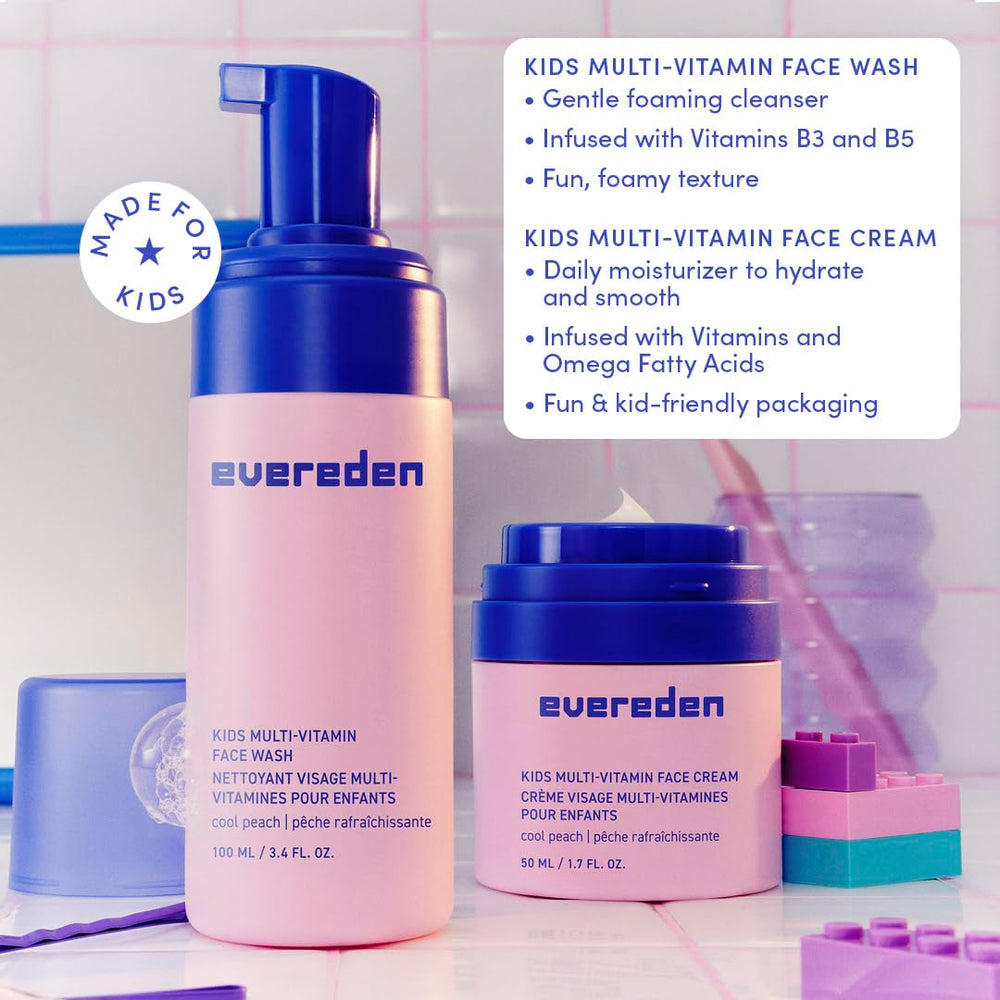 Evereden Happy Face Duo on bathroom counter ready for family skincare