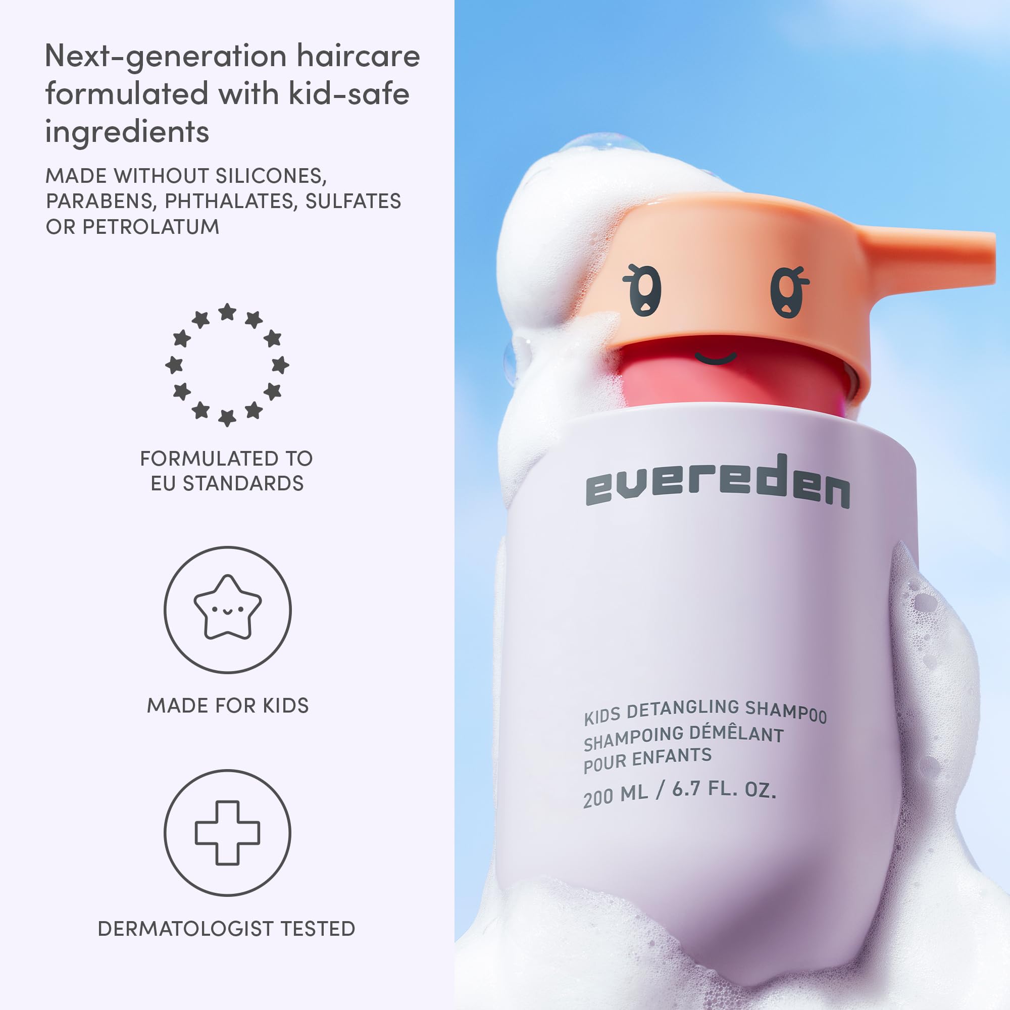 Evereden Kids Shampoo tangles solution aids gentle combing.