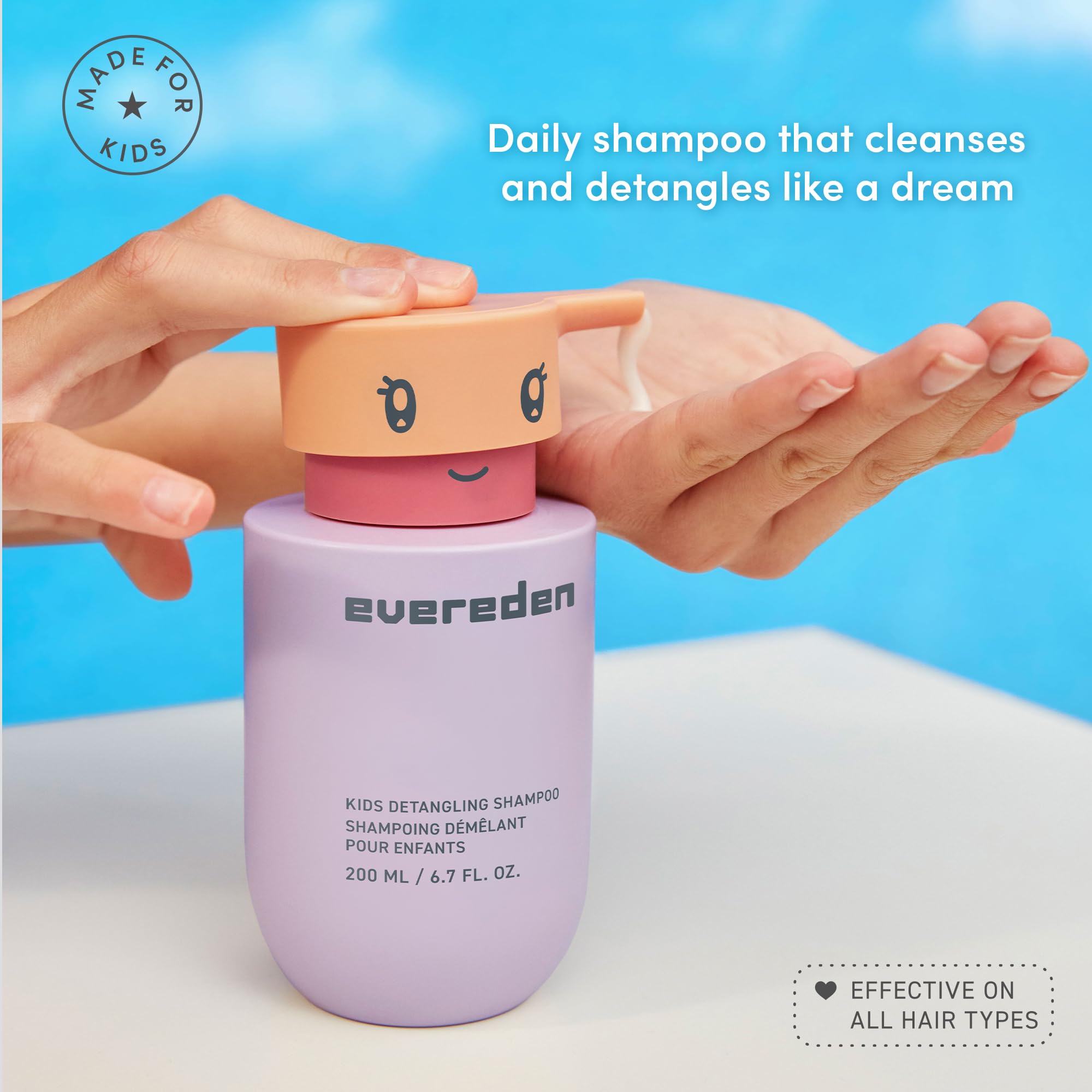 Evereden Kids Shampoo soft hair after wash shows smooth strands.