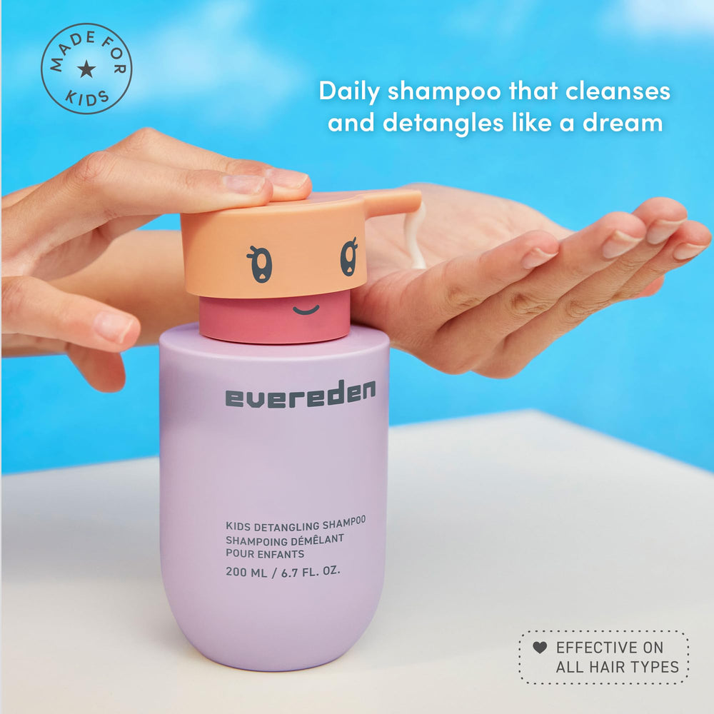 Evereden Kids Shampoo soft hair after wash shows smooth strands.