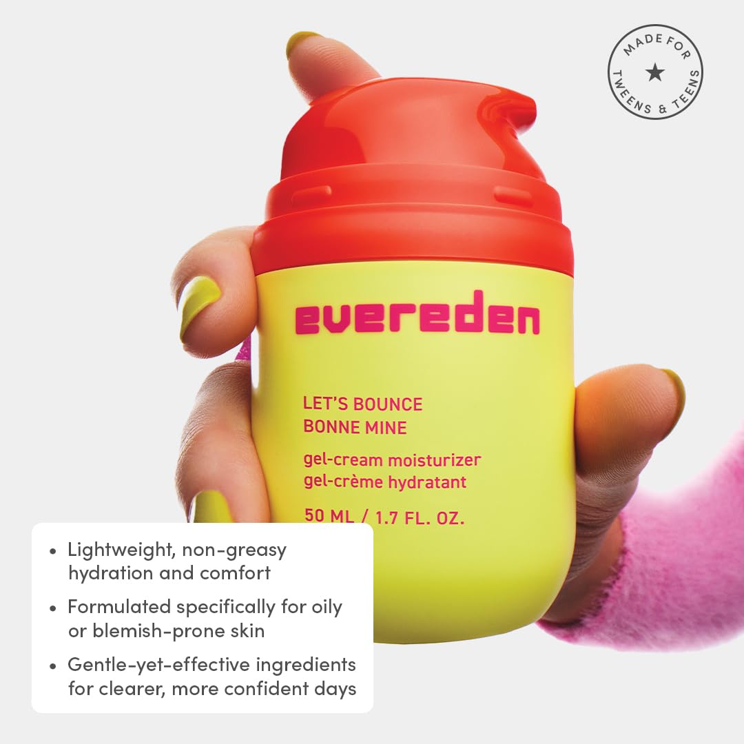 Evereden Let's Bounce Gel-Cream dispense bottle demonstrating easy application