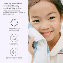 Evereden Multi-Vitamin Kids Body Wash cool peach scent enhances the bath experience.