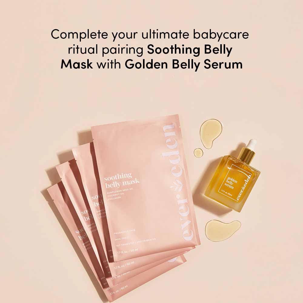 Evereden soothing belly mask after-use ritual paired with serum enhances comfort.