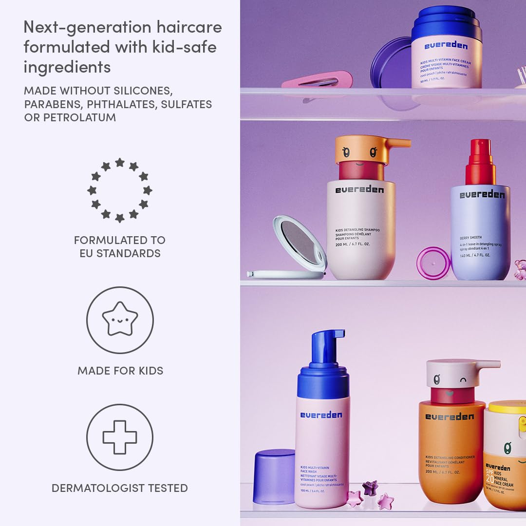 Evereden sulfate-free and paraben-free label indicating a clean, child-friendly formula.