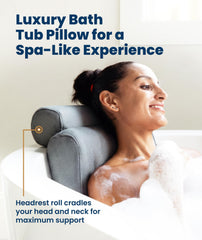 Everlasting Comfort bath pillow with strong suction cups to prevent slipping