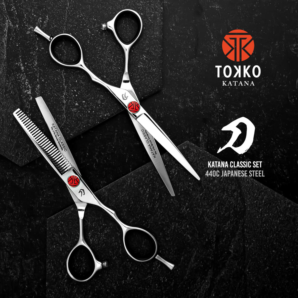 Everlong Katana Classic 6.5-inch thinning scissors close-up showing texture control.
