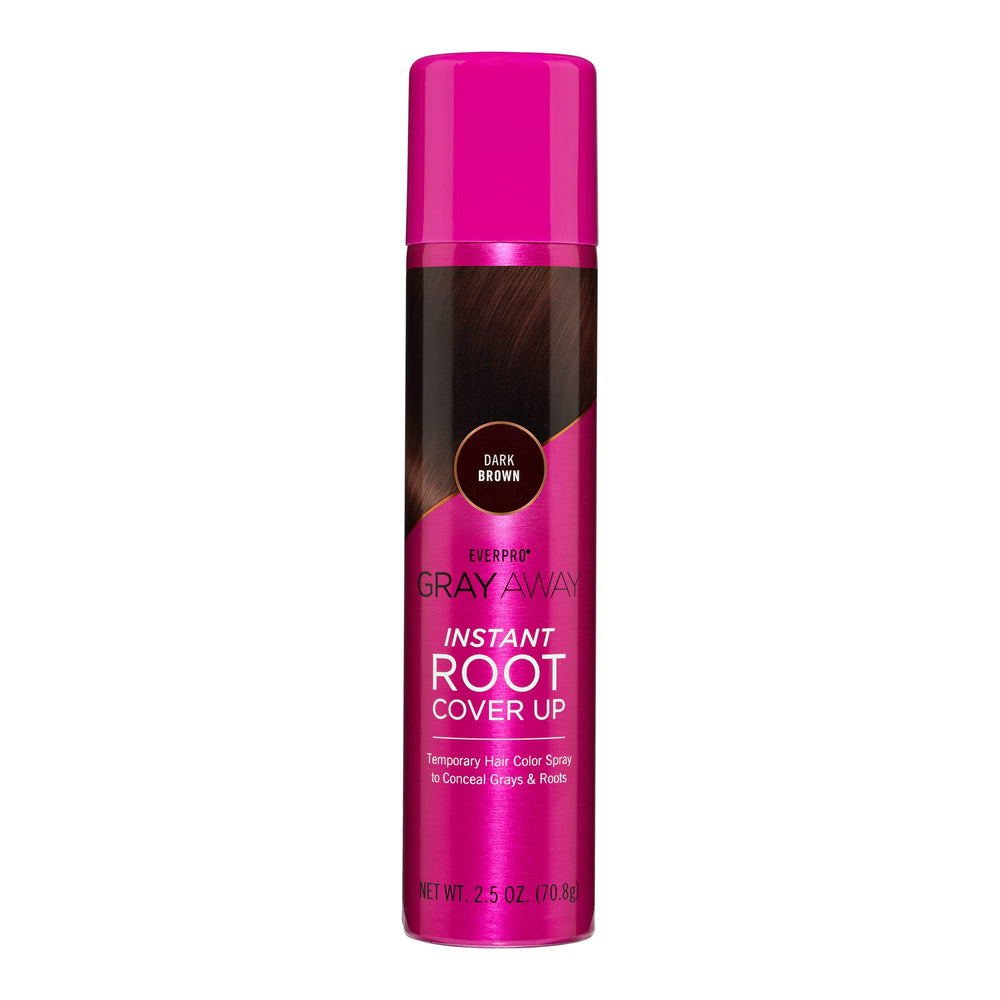 EVERPRO Gray Away bottle with dark brown spray for quick root touch-ups.