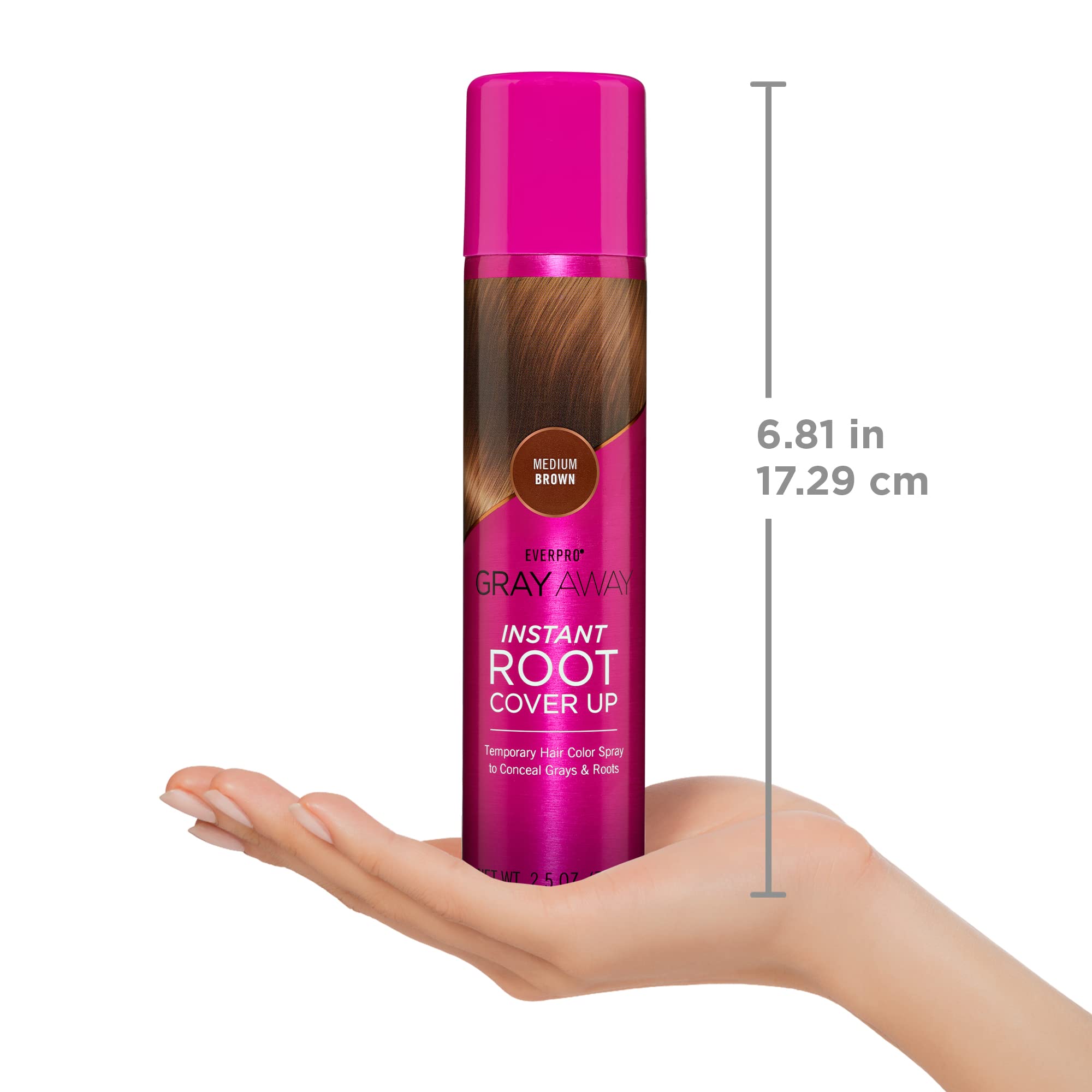 Everpro Gray Away rain-resistant root coverage for all-day confidence.