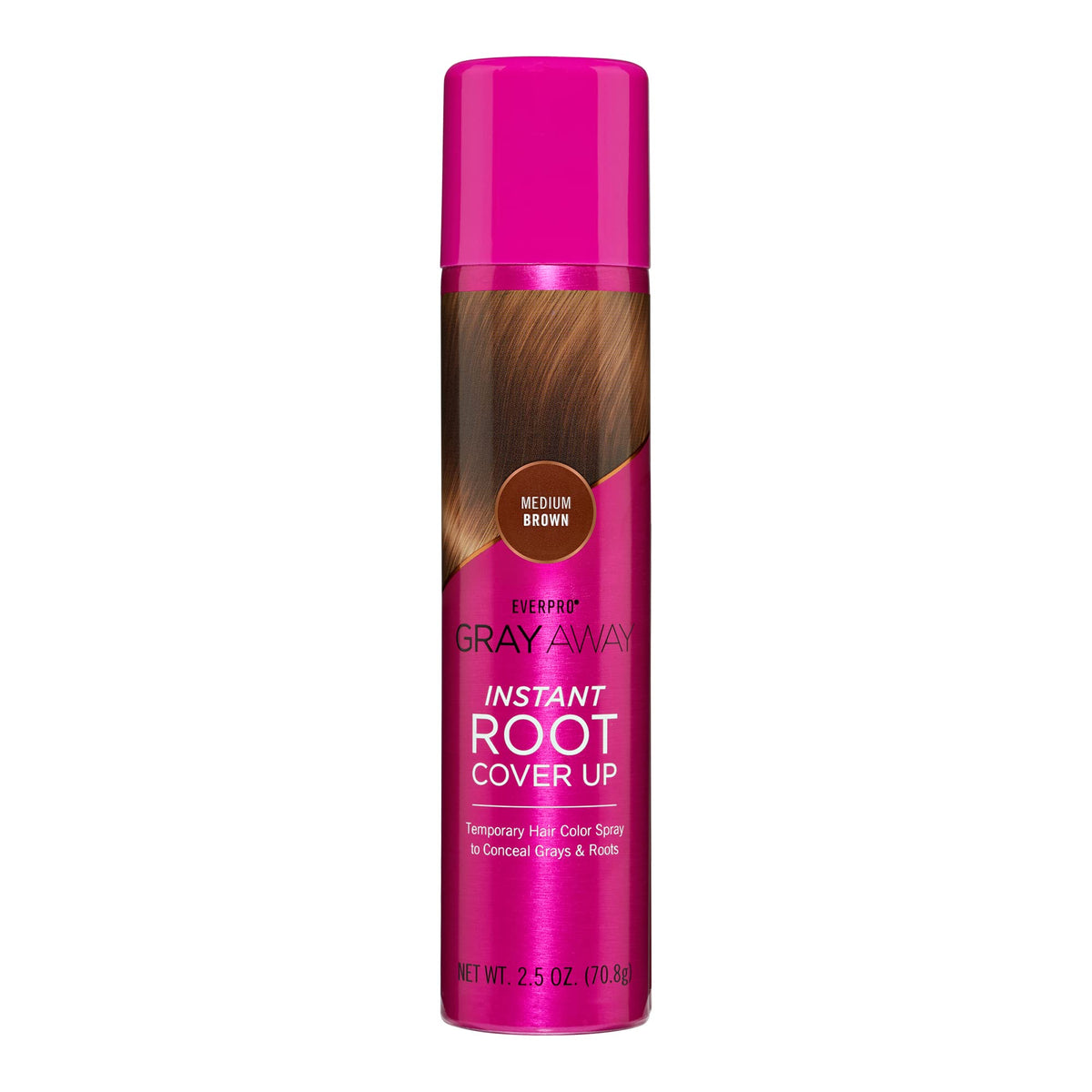 Everpro Gray Away root cover spray in action for quick, natural root touch-ups.