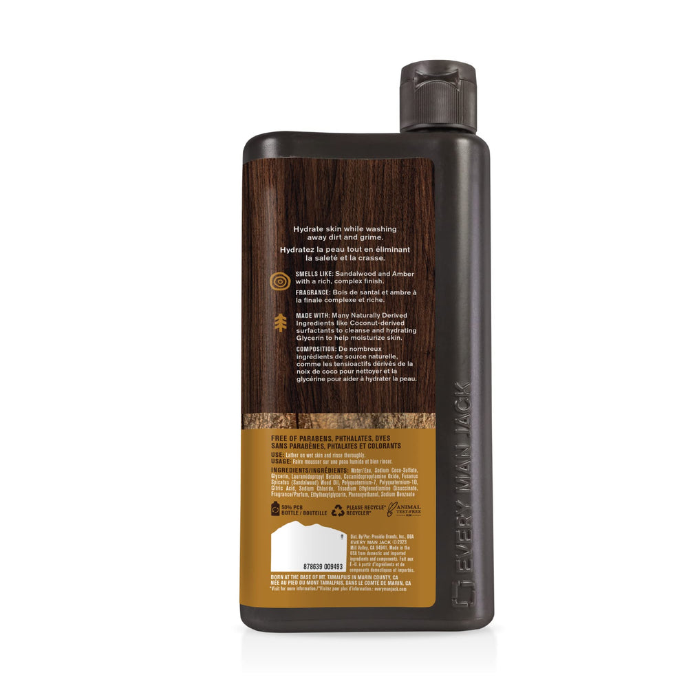 Every Man Jack Amber+Sandalwood bathroom-setup pairs with matching products for a cohesive routine