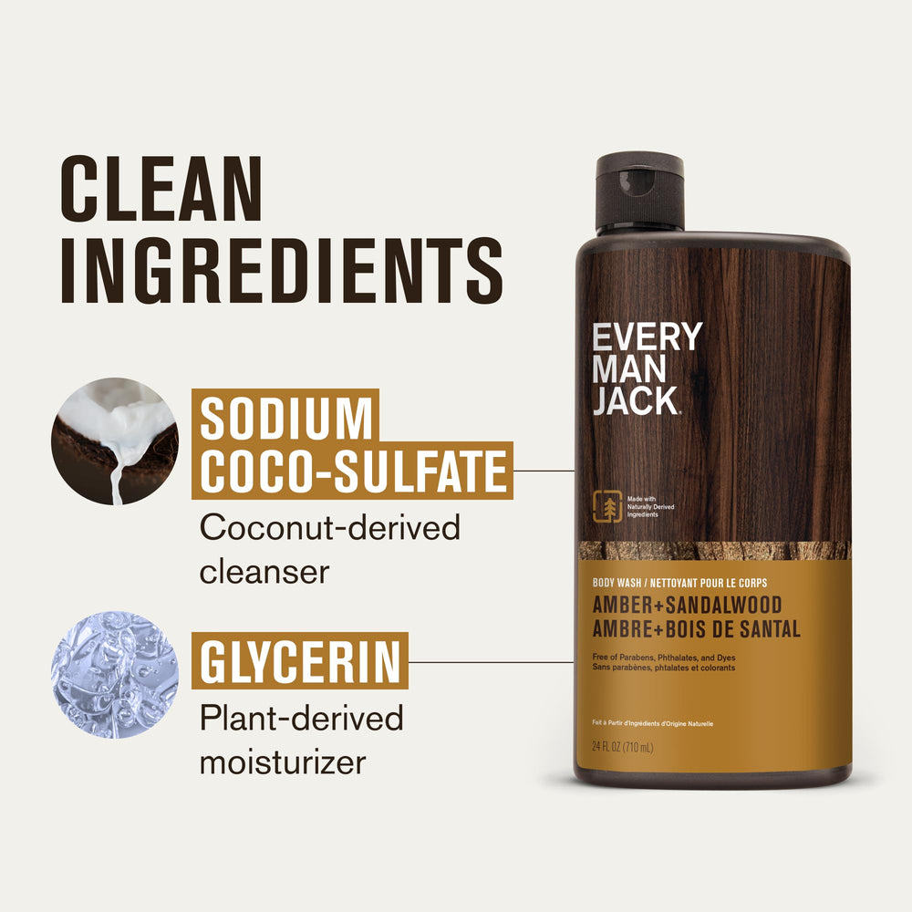 Every Man Jack Amber+Sandalwood foam-splash releases earthy fragrance while skin stays soft
