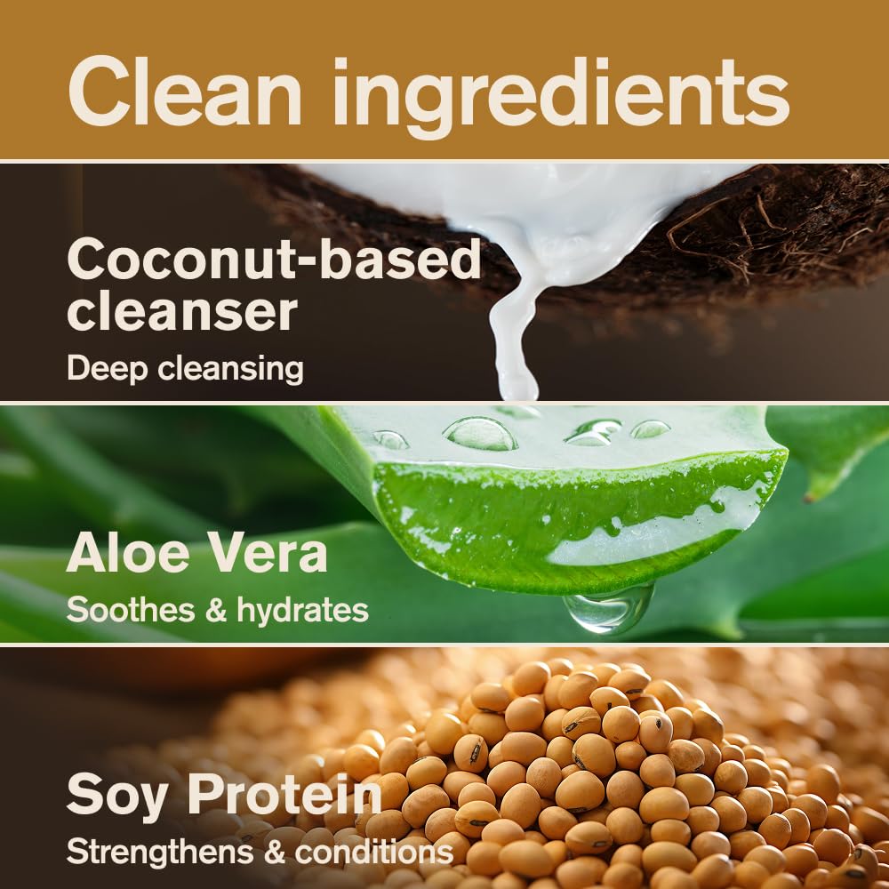 Coconut-derived surfactants and Aloe Vera hydrate skin and hair.