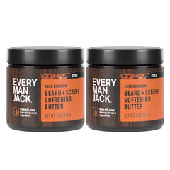 Every Man Jack beard butter aged bourbon jar closed showing hydration for dry beards