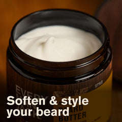 Every Man Jack beard butter aged bourbon jar open for easy application