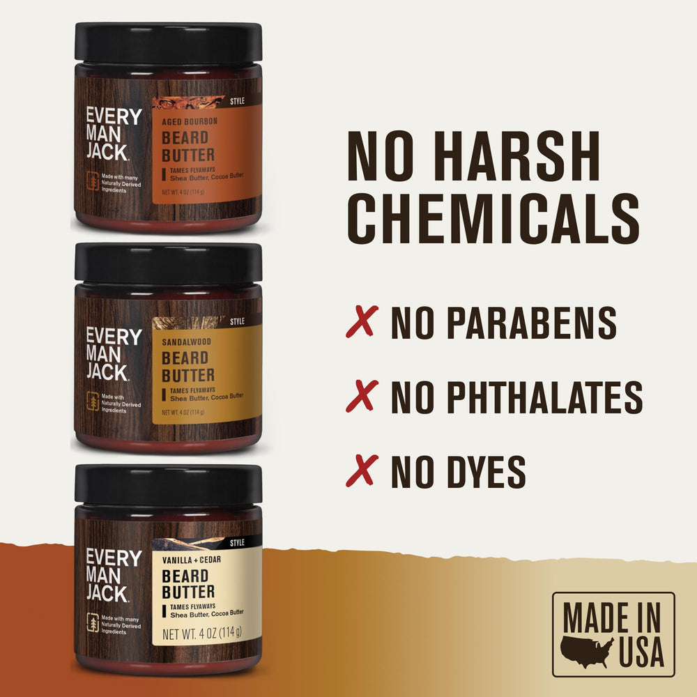 Hands applying beard butter to tame flyaways gently
