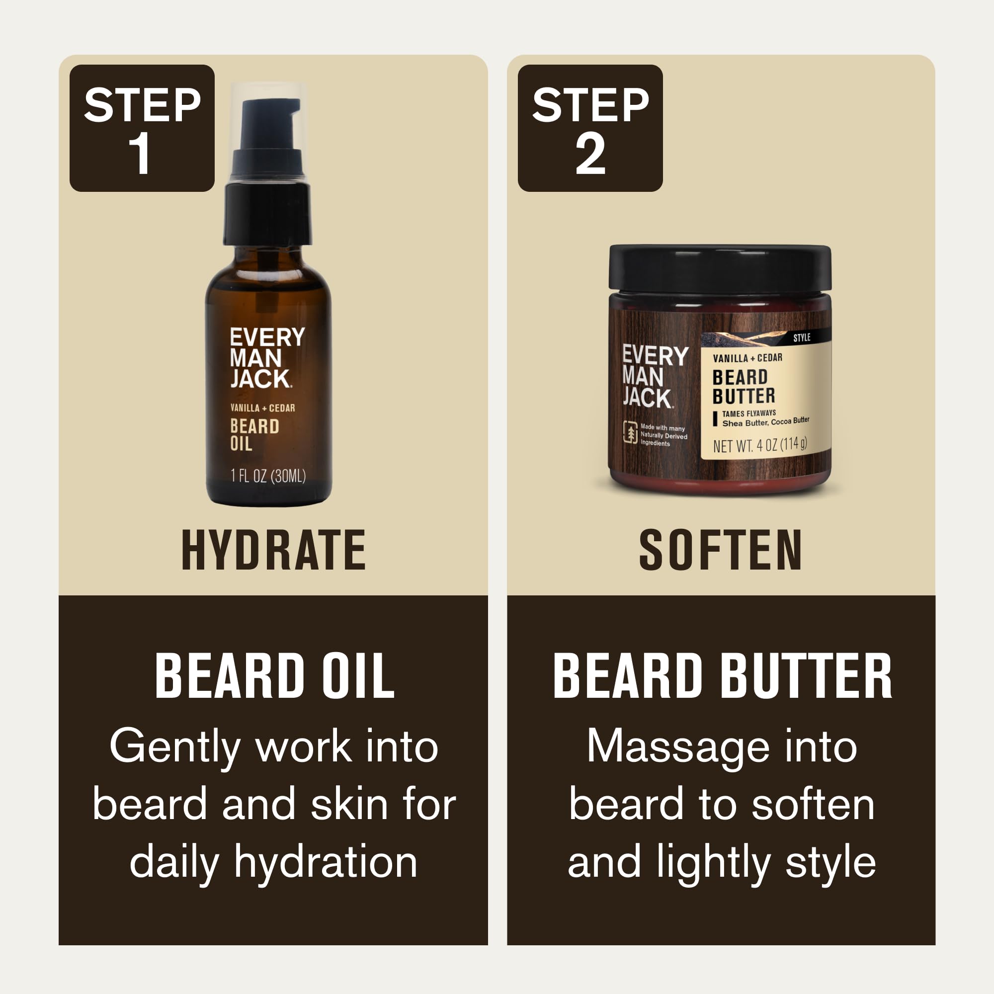 Every Man Jack Beard Butter with shea and cocoa butter smooths flyaways.
