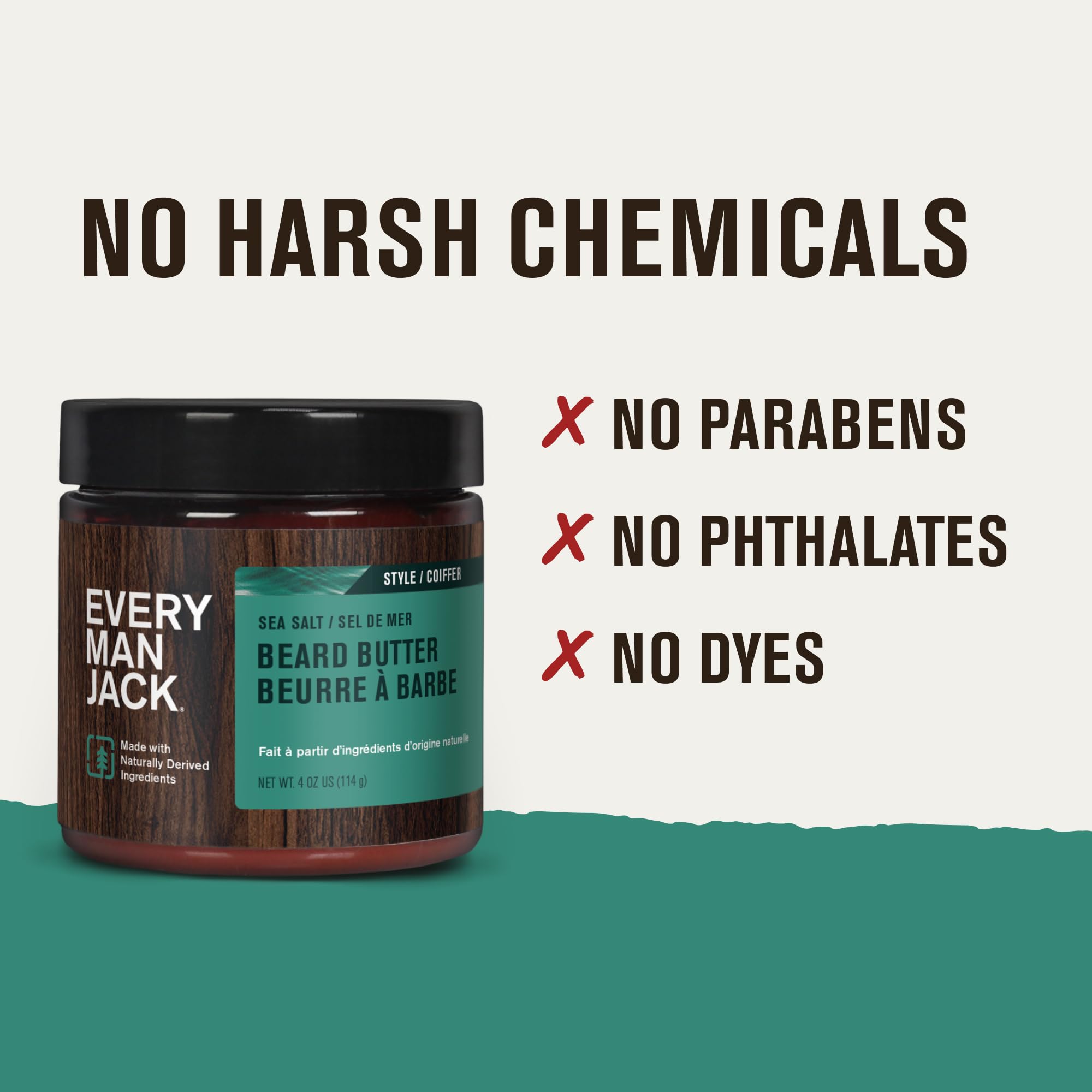 Ingredients list of Every Man Jack beard butter Subtle Sea Salt