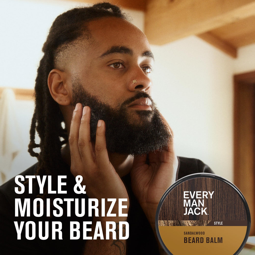 Every Man Jack beard care kit layout showcases all essentials for daily grooming.