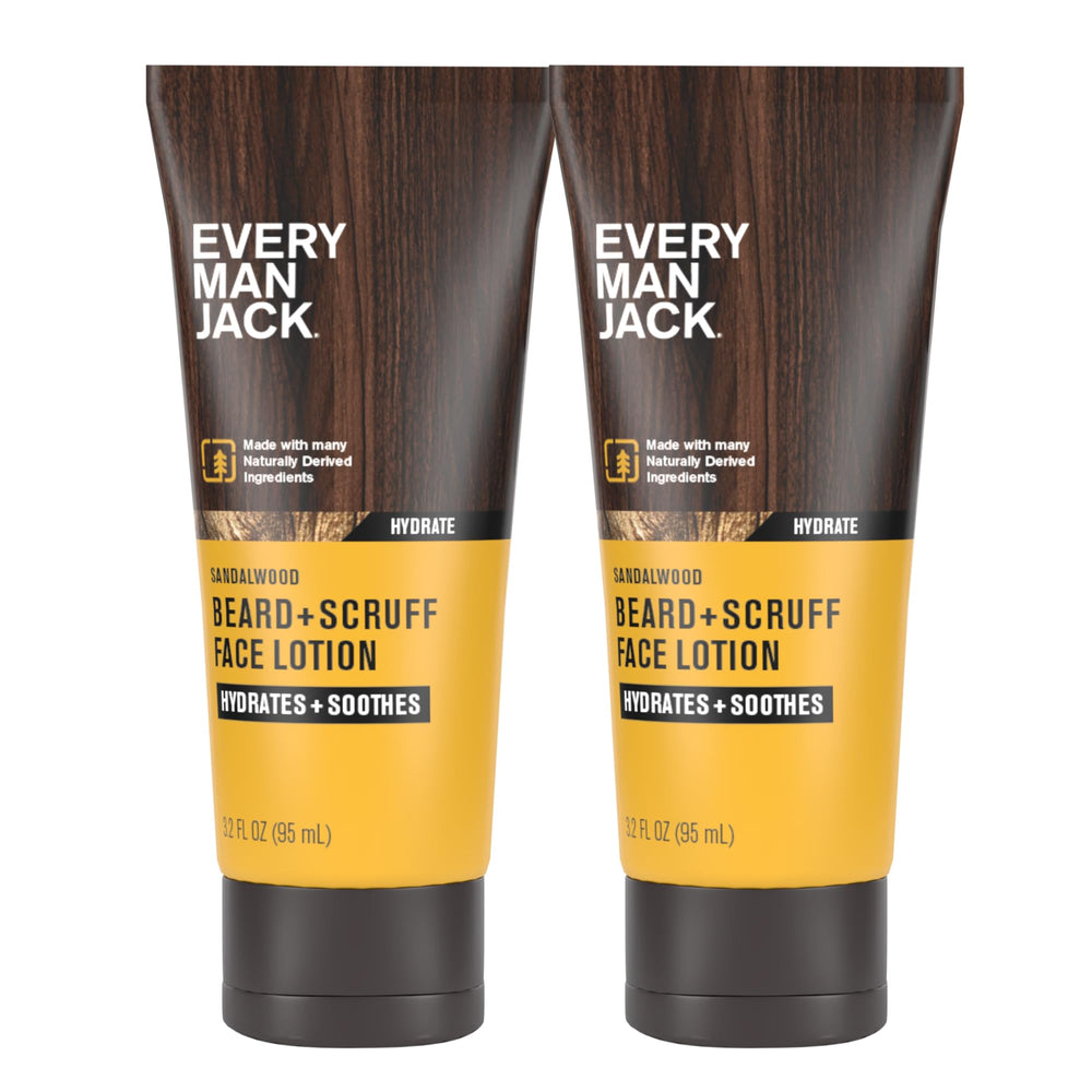 Every Man Jack Beard + Face Recovery Lotion bottle pours to hydrate beard.