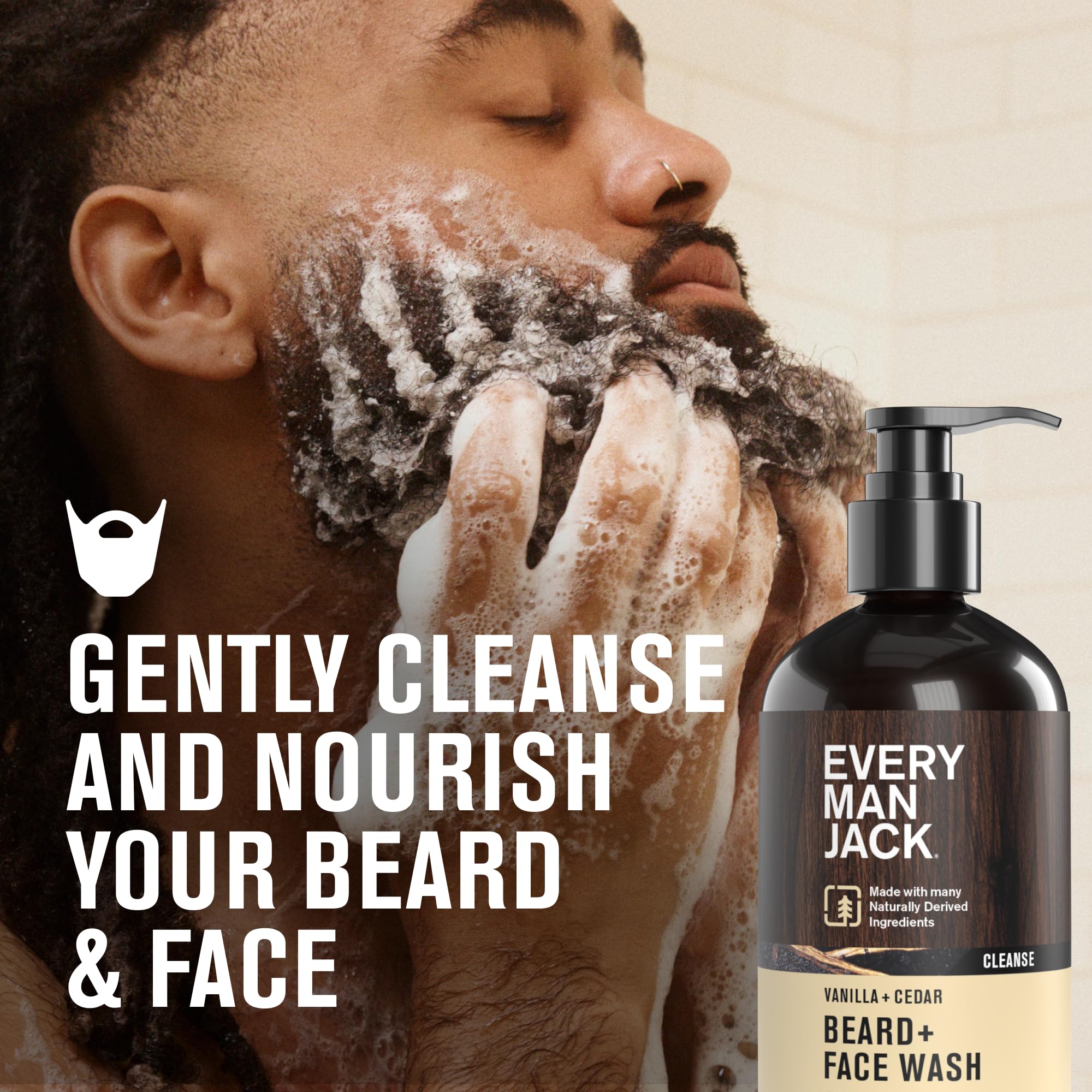 Creamy lather forming during wash with vanilla cedar aroma