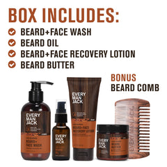 Every Man Jack Beard Oil bottle for softening and conditioning facial hair.