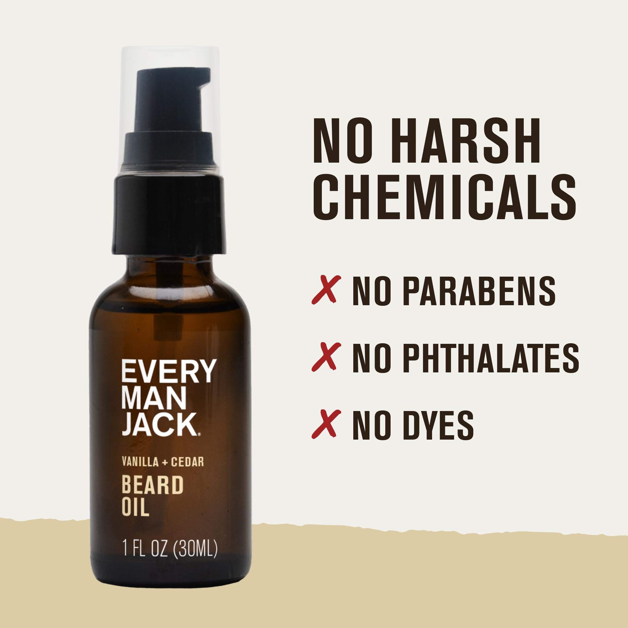Every Man Jack beard oil vanilla cedar yields subtle beard shine.