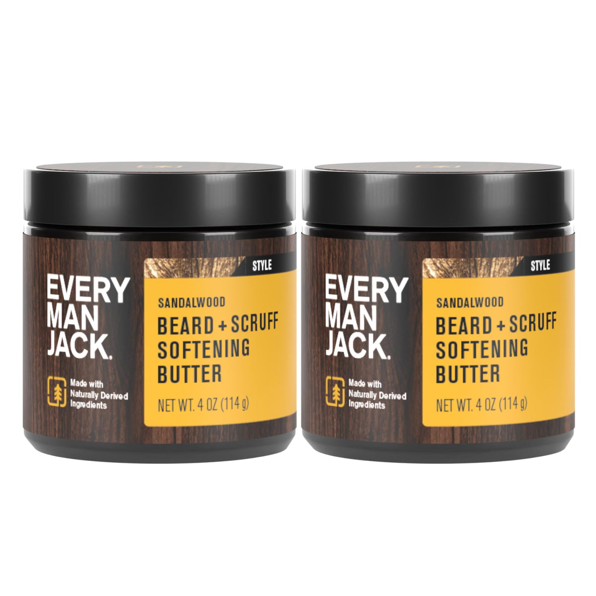 Every Man Jack beard butter jar showing rich texture for soft, manageable beard.
