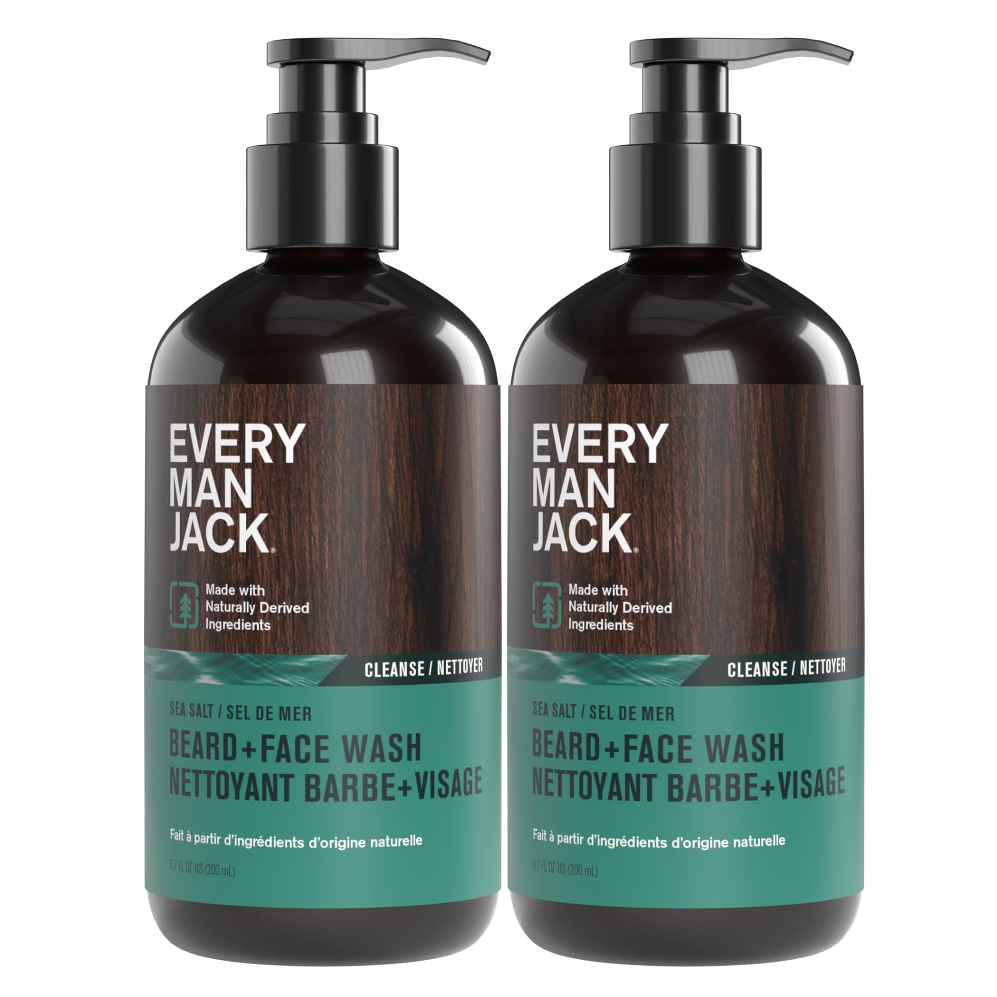 Every Man Jack beard wash sea salt bottle for a refreshing cleanse.