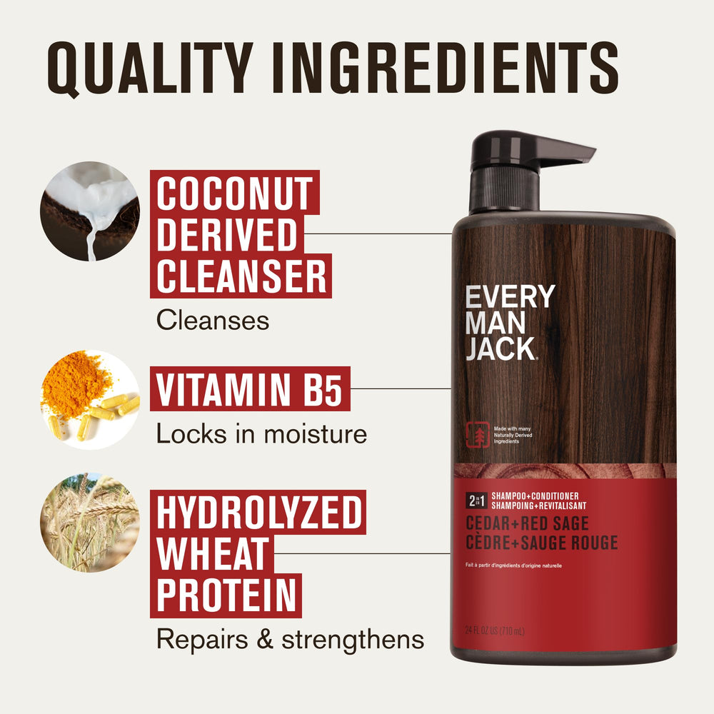 Every Man Jack, cabello-brillo-saludable, aroma cedro-salvia que acompaña todo el día.