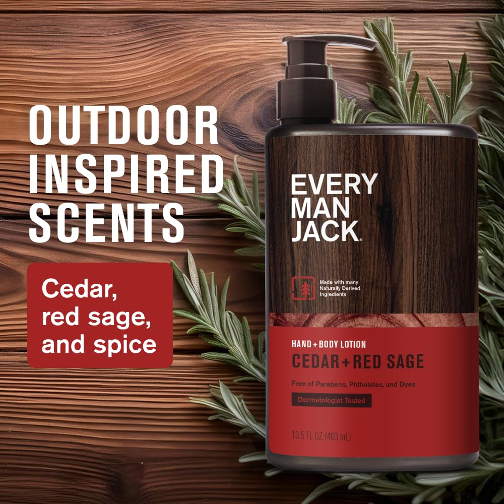 Close-up of pump dispensing lightweight fast absorbing lotion from Every Man Jack