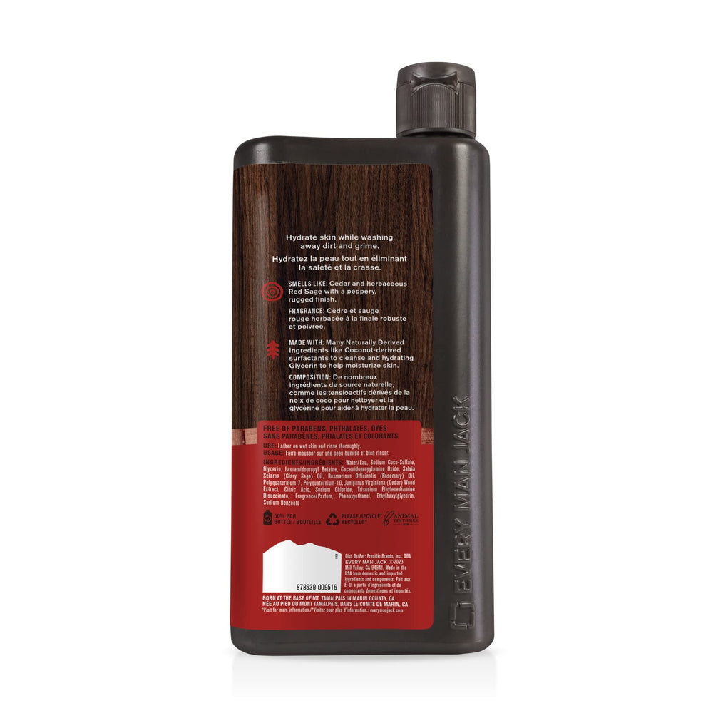 Every Man Jack natural ingredients indicate non-irritating cleansing.