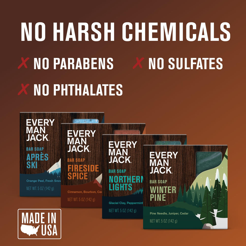 Every Man Jack cold processed bar preserves moisture for smoother skin.