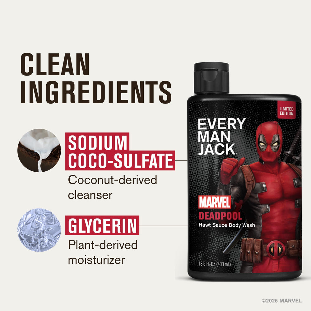 Every Man Jack Deadpool gel ducha limpieza profunda e hidratación suave
