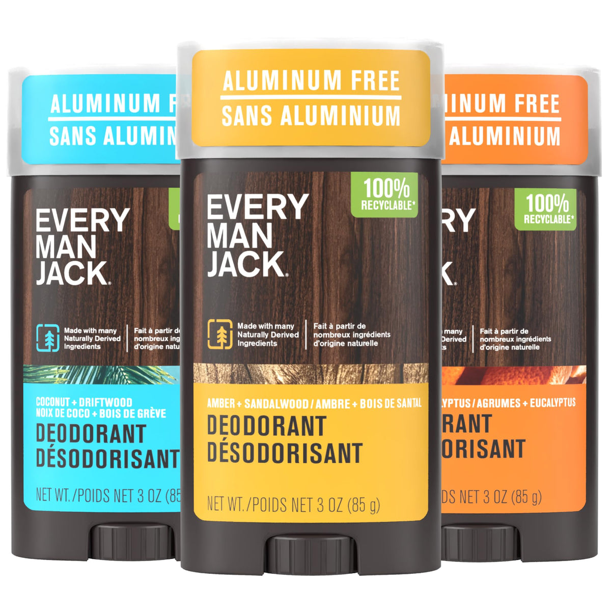 Every Man Jack Coconut Driftwood deodorant stick for long-lasting freshness
