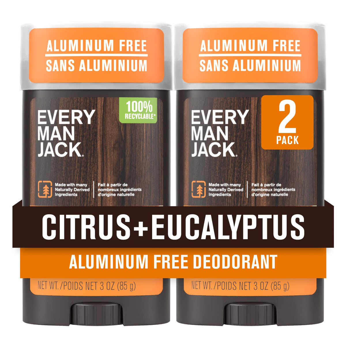 Every Man Jack desodorante citricos eucalipto, aroma refrescante para uso diario.