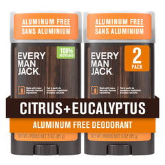 Every Man Jack desodorante citricos eucalipto, aroma refrescante para uso diario.