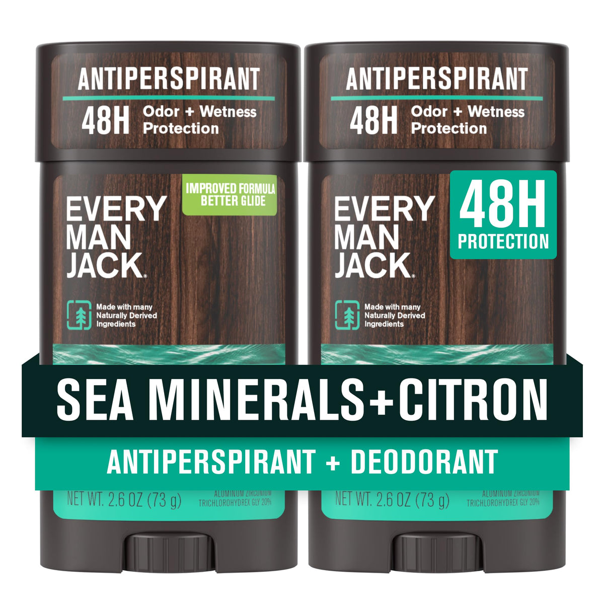 Every Man Jack Sea Minerals Citron, botella frontal, protección duradera para el día a día