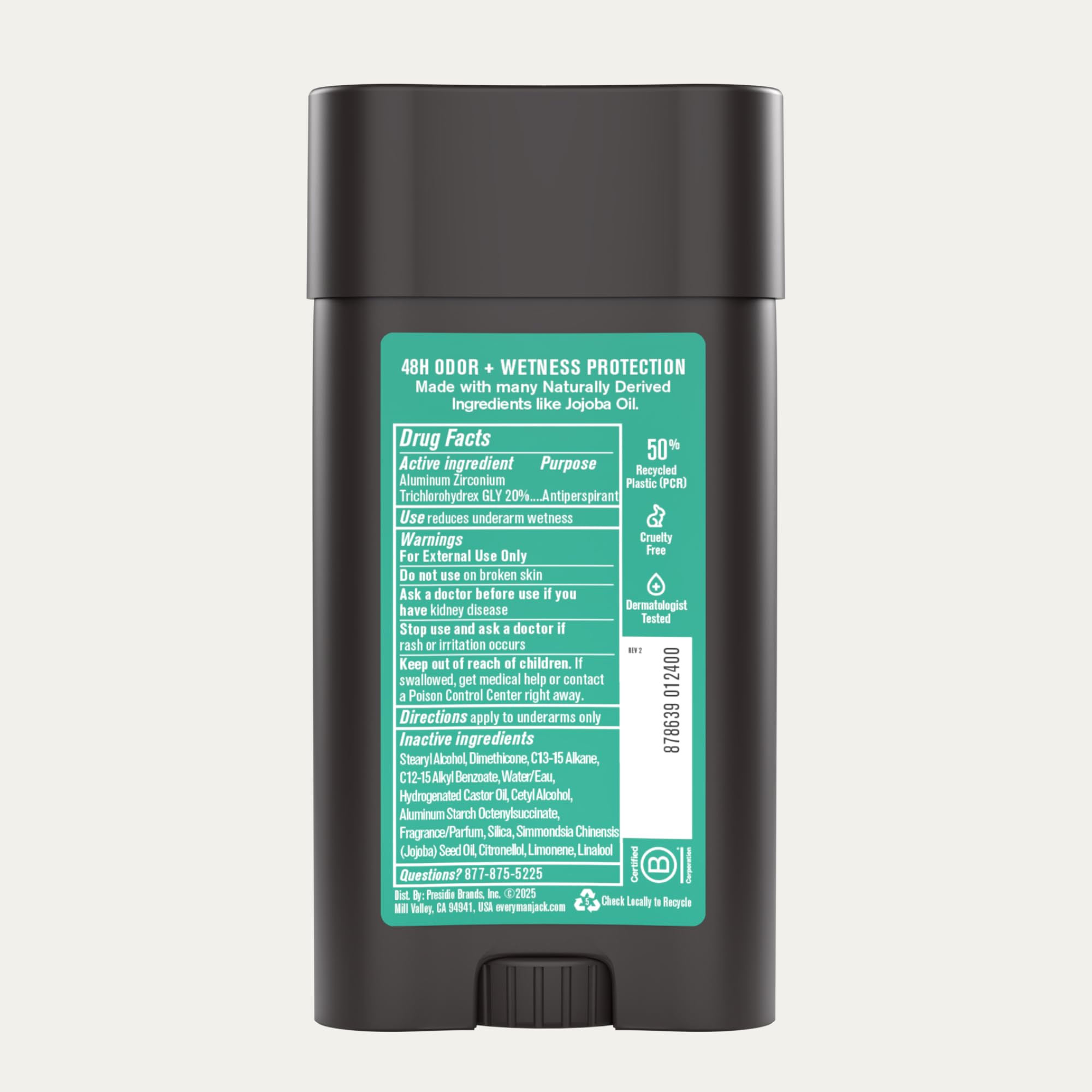 Every Man Jack Sea Minerals Citron, desodorante de accion prolongada para hombres activos