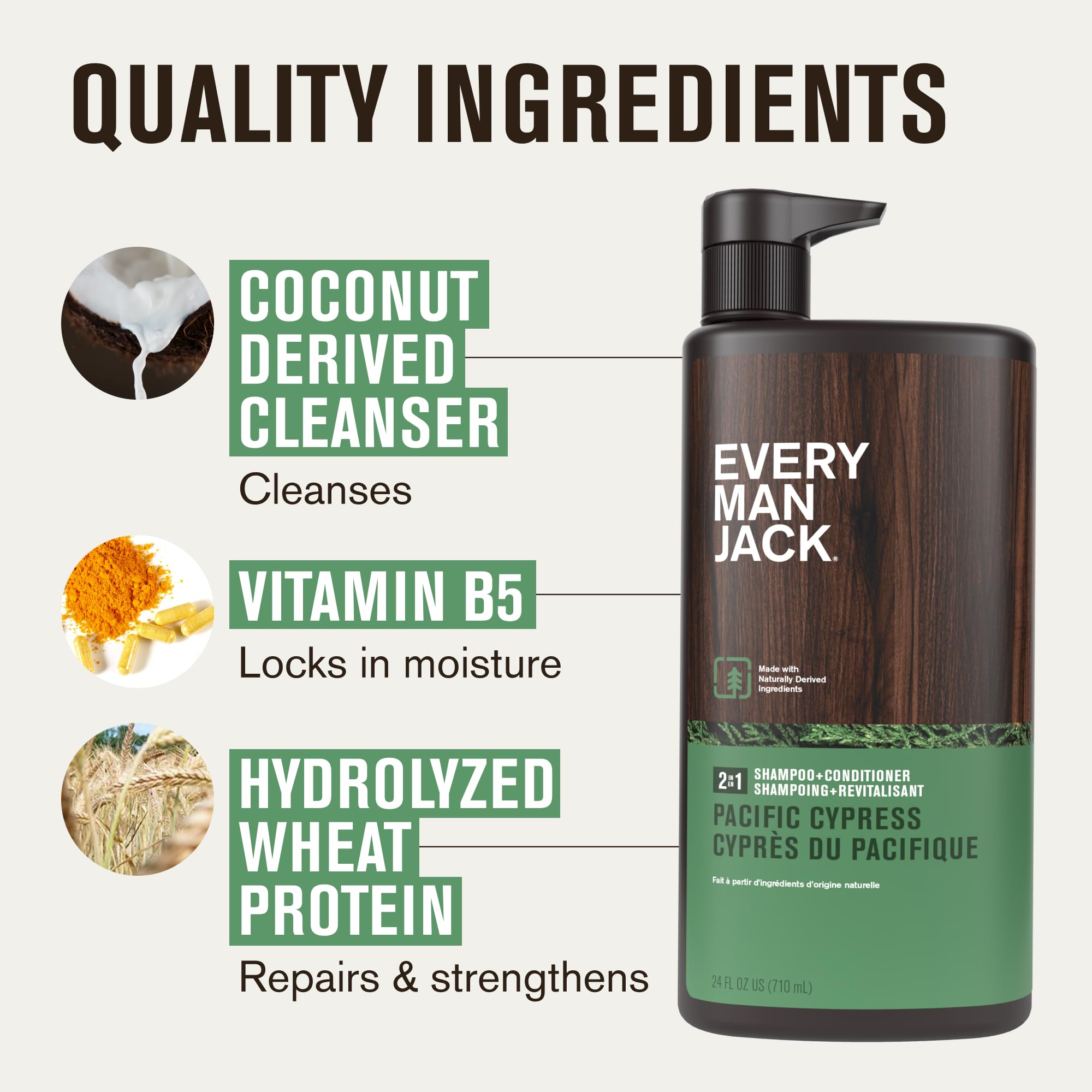 Every Man Jack glycerin moisture image shows hydrated hair