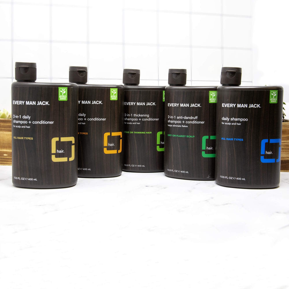 Every Man Jack hair care daily-use shot illustrating a simple routine.