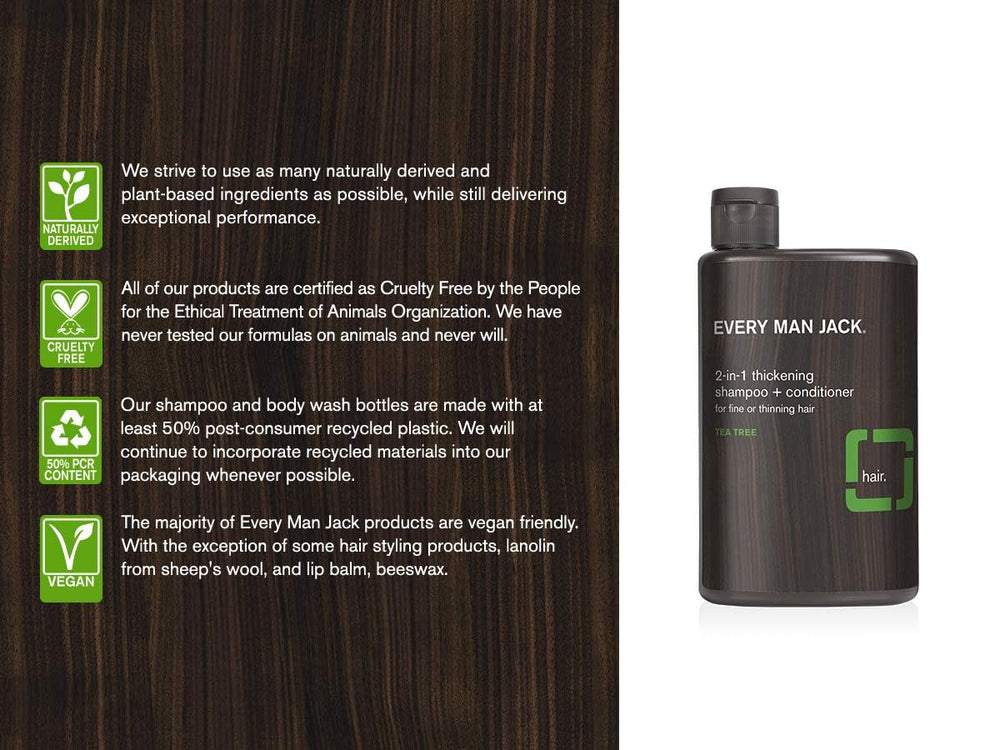 Every Man Jack ingredients coconut aloe tea tree label highlights natural actives.