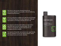 Every Man Jack ingredients coconut aloe tea tree label highlights natural actives.