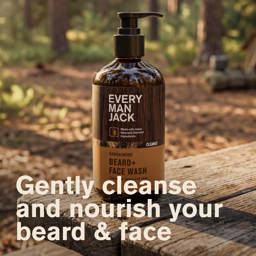 Etiqueta del Lavado para barba Sandalwood, detalle de marca