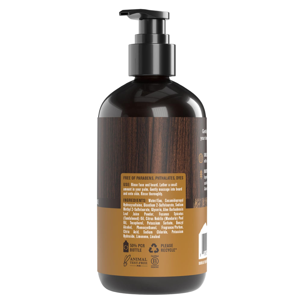 Ingredientes naturales: aloe vera y coco en Lavado para barba Sandalwood