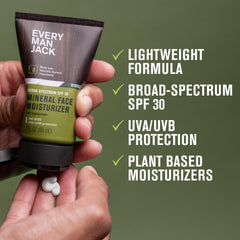 Aplicación rápida de loción mineral SPF30 en rostro