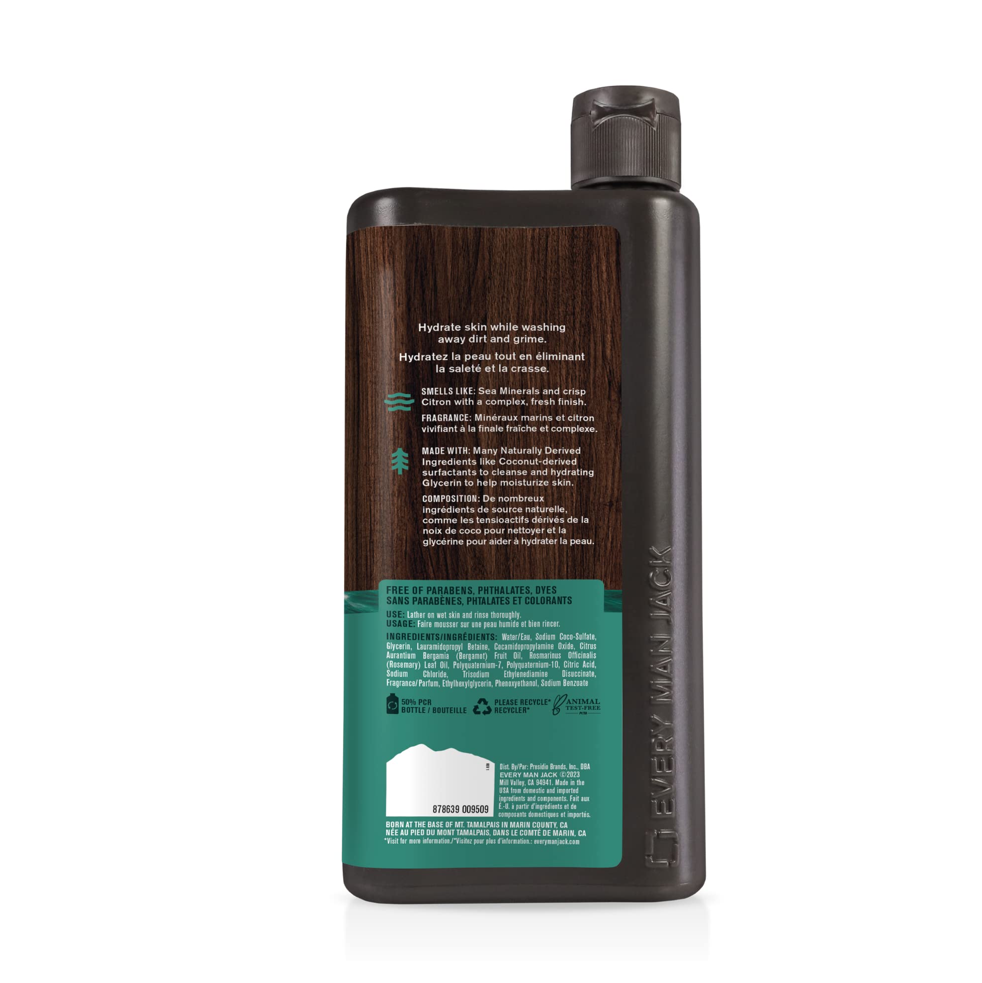 Every Man Jack Nourishing Sea Minerals Citron daily-use bottle in lifestyle shot.