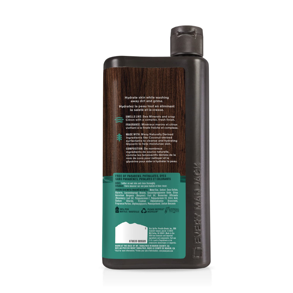 Every Man Jack Nourishing Sea Minerals Citron daily-use bottle in lifestyle shot.